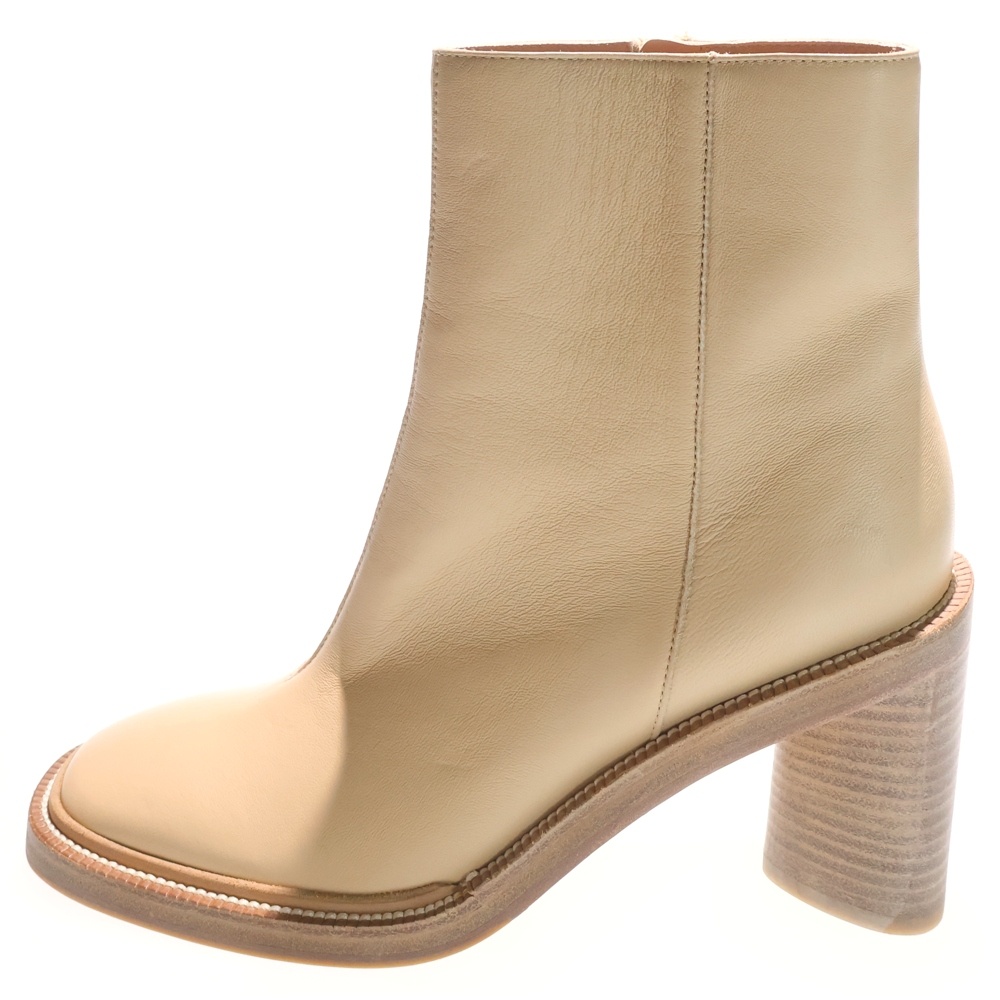 スクエア サイドジップ レザーブーツ シューズ ベージュ FN-WN-SHOE000260 Sランク