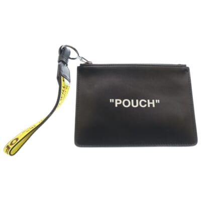 POUCH インダストリアルロゴ レザーポーチ ミニポーチ ブラック Sランク