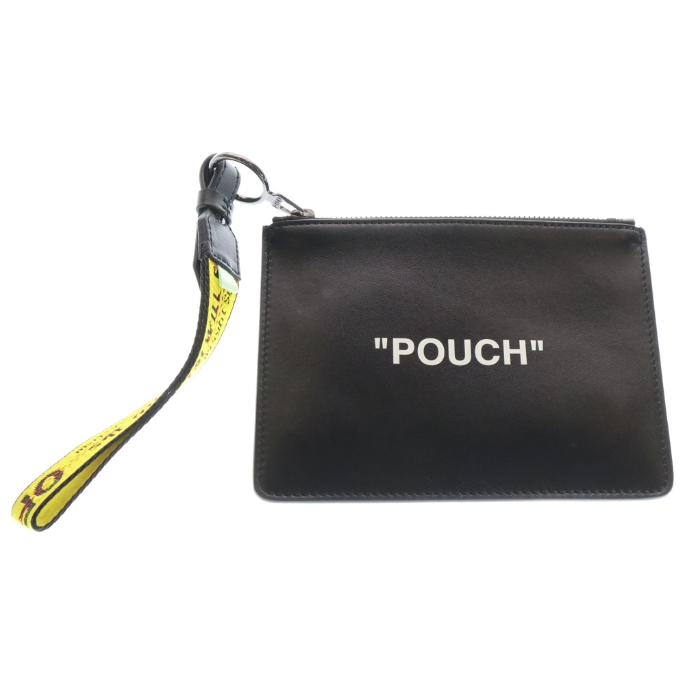 POUCH インダストリアルロゴ レザーポーチ ミニポーチ ブラック Sランク