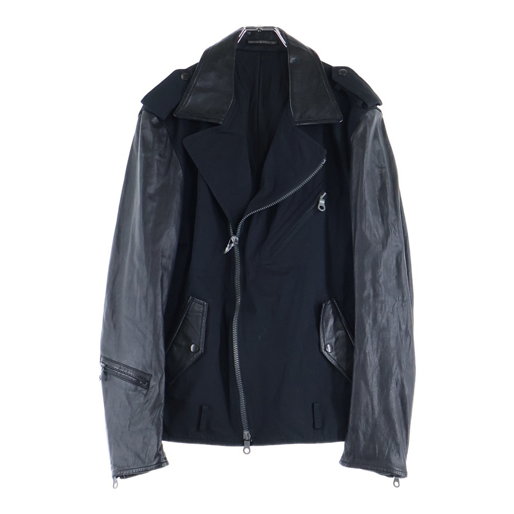 レザー切り替え ライダースジャケット ブラック HE-Y09-810 Bランク