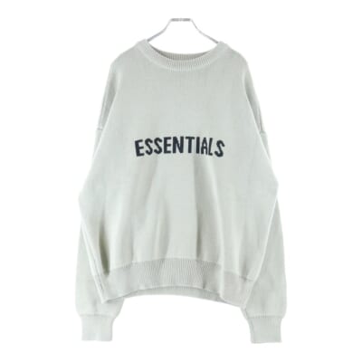 KNIT SWEATER ロゴ クルーネックニットセーター グレー Sランク