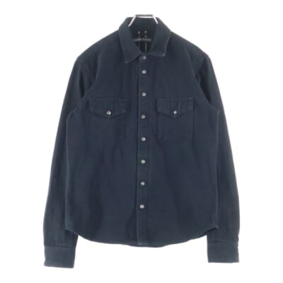 WESTERN ウェスタン クロスボタン 袖クロスパッチ付き 長袖シャツ ブラック Bランク