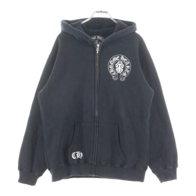 OLD HORSESHOE HOODIE オールド ホースシュープリント 裏地サーマル スウェット プルオーバーパーカー ブラック Bランク