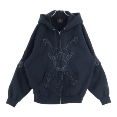 25AW ×Y's Yohji Yamamoto Zip Up Hooded Sweatshirt ヨウジヤマモト ジップアップフーデッドスウェットシャツ ジップパーカー ブラック Aランク