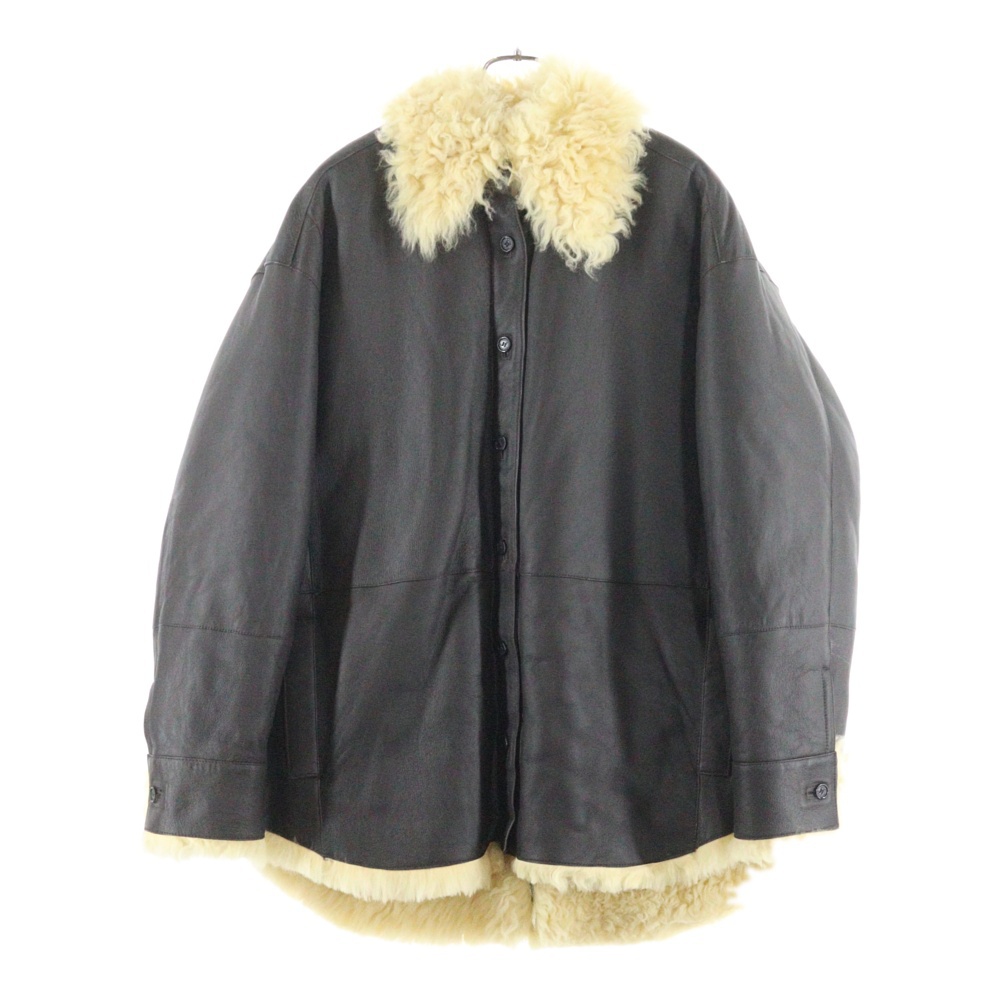 シアリングシャツジャケット ラムレザー ボアジャケット ブラウン FN-WN-LEAT000455 Aランク