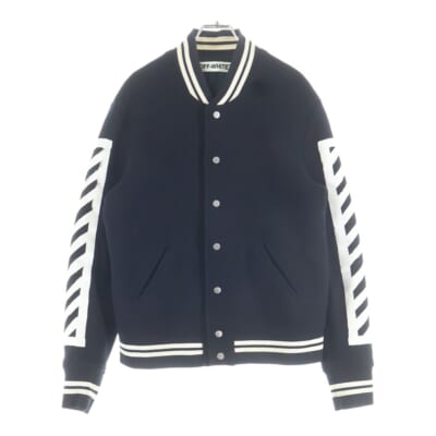 16AW Diagonal Stripe Wool Varsity Jacket ウール ヴァーシティジャケット スタジャン ブラック Bランク