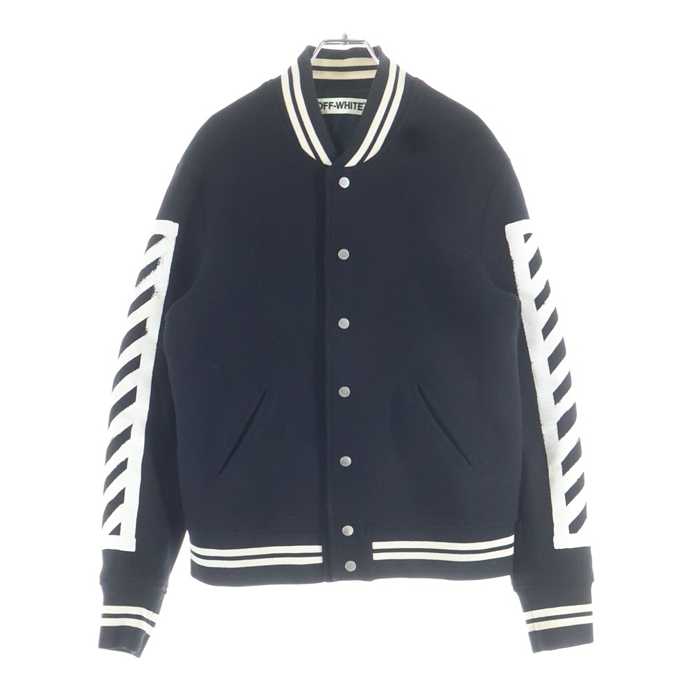 16AW Diagonal Stripe Wool Varsity Jacket ウール ヴァーシティジャケット スタジャン ブラック Bランク