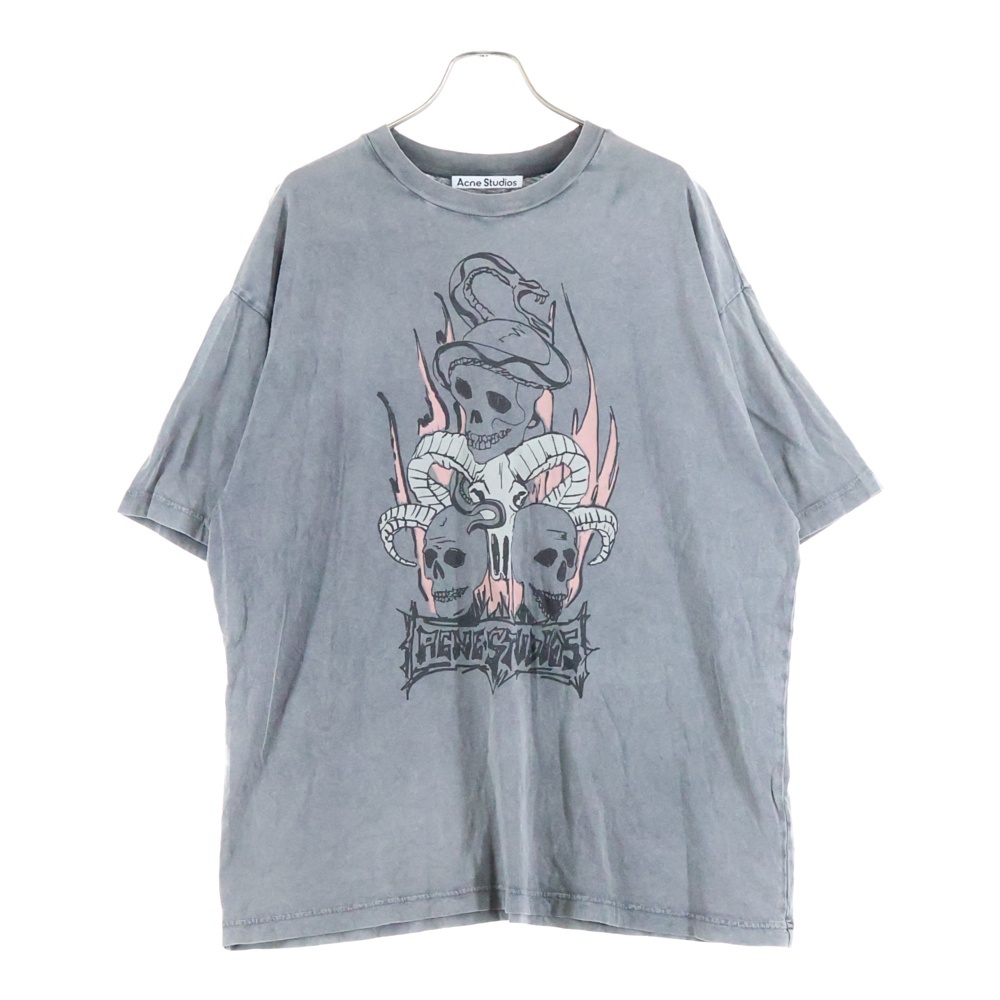 SCULL TEE フロントスカルプリント半袖Tシャツ カットソー グレー FN-UX-TSHI000070 Aランク