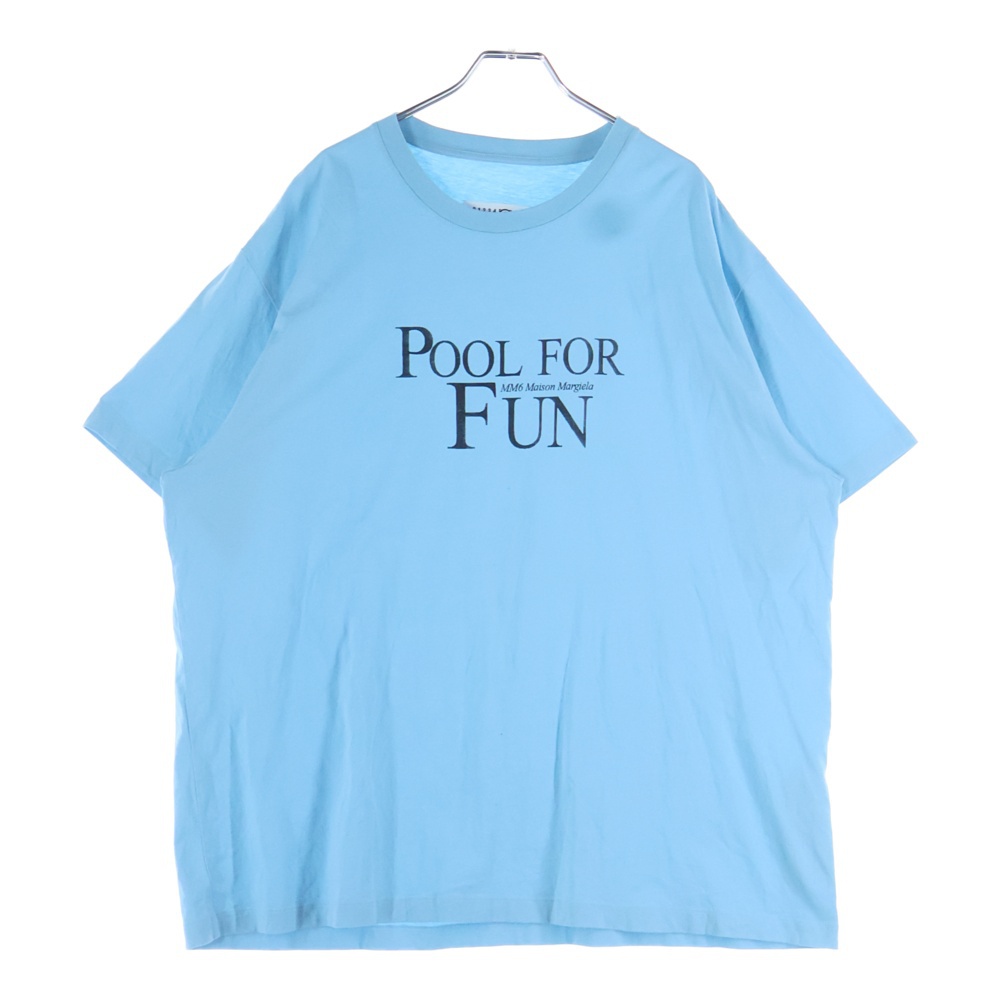 POOR FOR FUN フロントプリント半袖Tシャツ カットソー ブルー SH0GC0044 S24312 Aランク