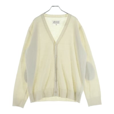25SS Wool Cardigan エルボーパッチ ウールニットカーディガン アイボリー S50HP0027 M13098 Aランク