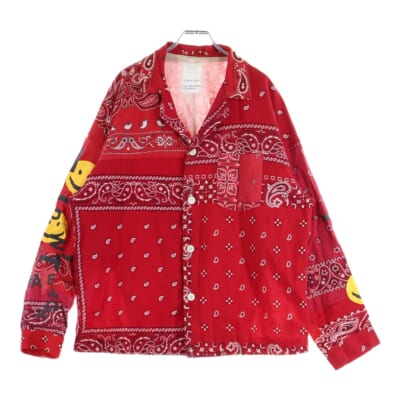 SLEEPING SHIRT スリーピングシャツ ペイズリー柄 長袖シャツ レッド RE-C0-RE-00-00-93 Bランク