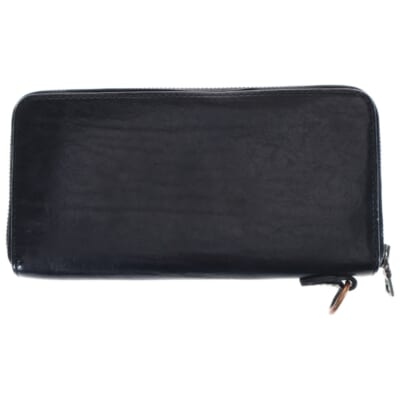 カーフレザー ジップ ラウンドウォレット 長財布 ブラック Aランク