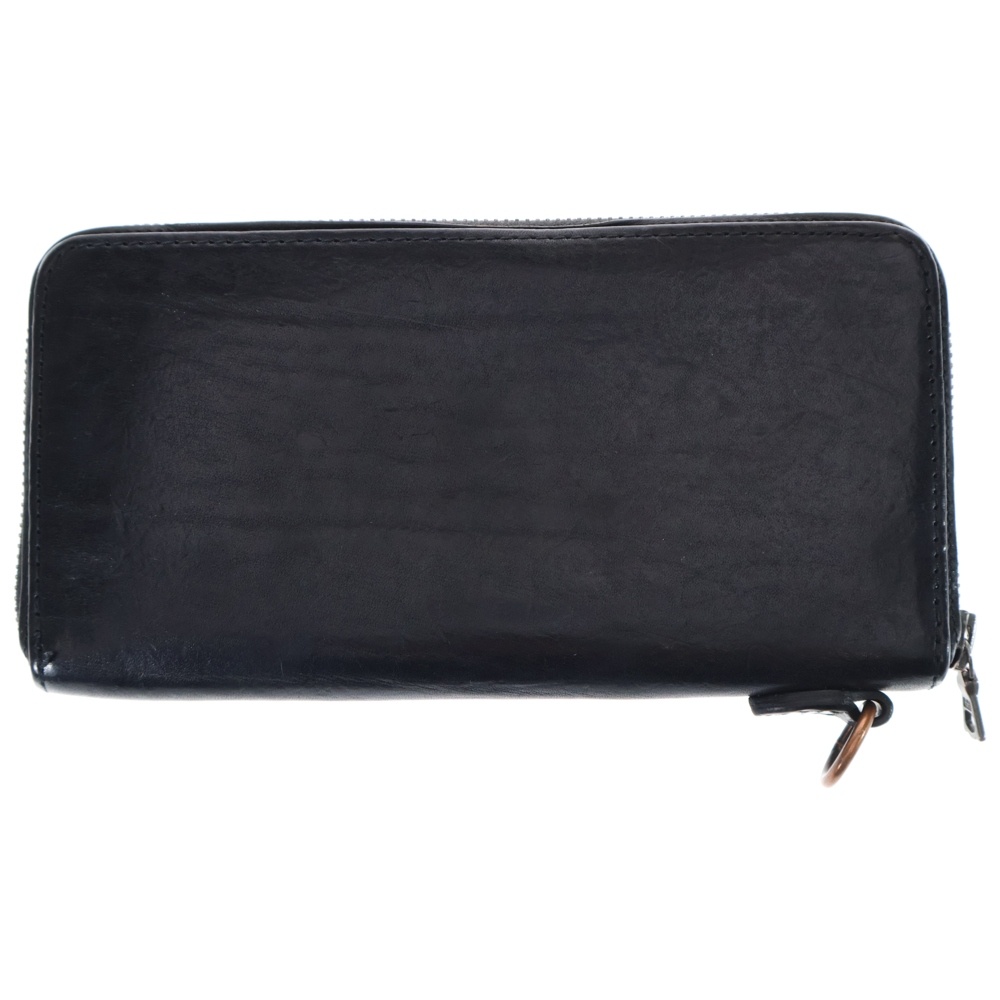 カーフレザー ジップ ラウンドウォレット 長財布 ブラック Aランク