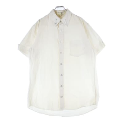 Zip Detail Collar Short Sleeve Shirt ジップディテールカラーショートスリーブシャツ 襟ジップ半袖開襟シャツ ホワイト Bランク