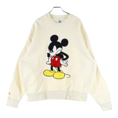×Disney Mad Mickey Vintage Crewneck ディズニー マッドミッキーヴィンテージクルーネック クルーネック長袖スウェットシャツ ホワイト Bランク