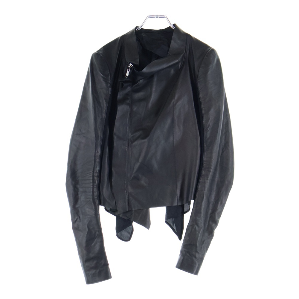 20SS レザー ドレープ ジップアップ ジャケット ブラック RP20S1704-LLP Aランク