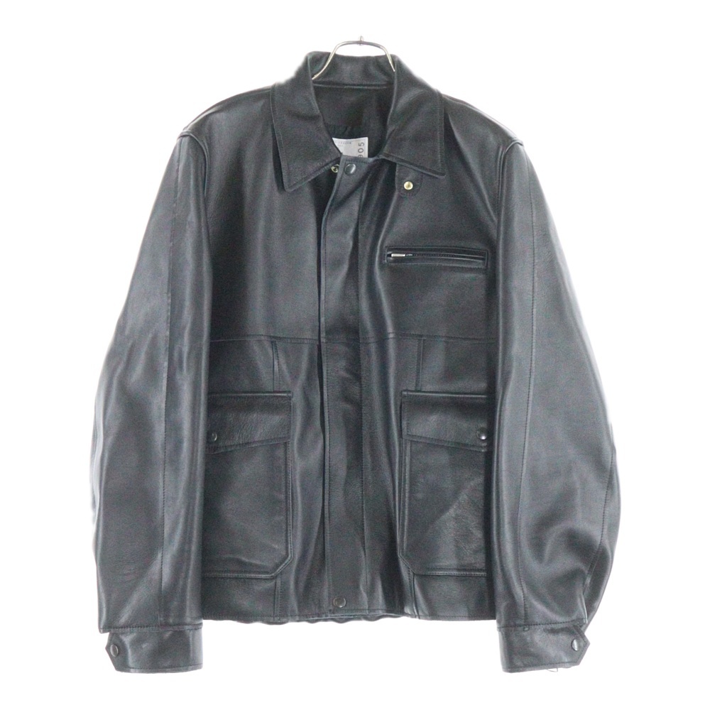 25AW Leather Blouson カウレザー ジップアップ レザー ジャケット ブラック 26-03905M Sランク