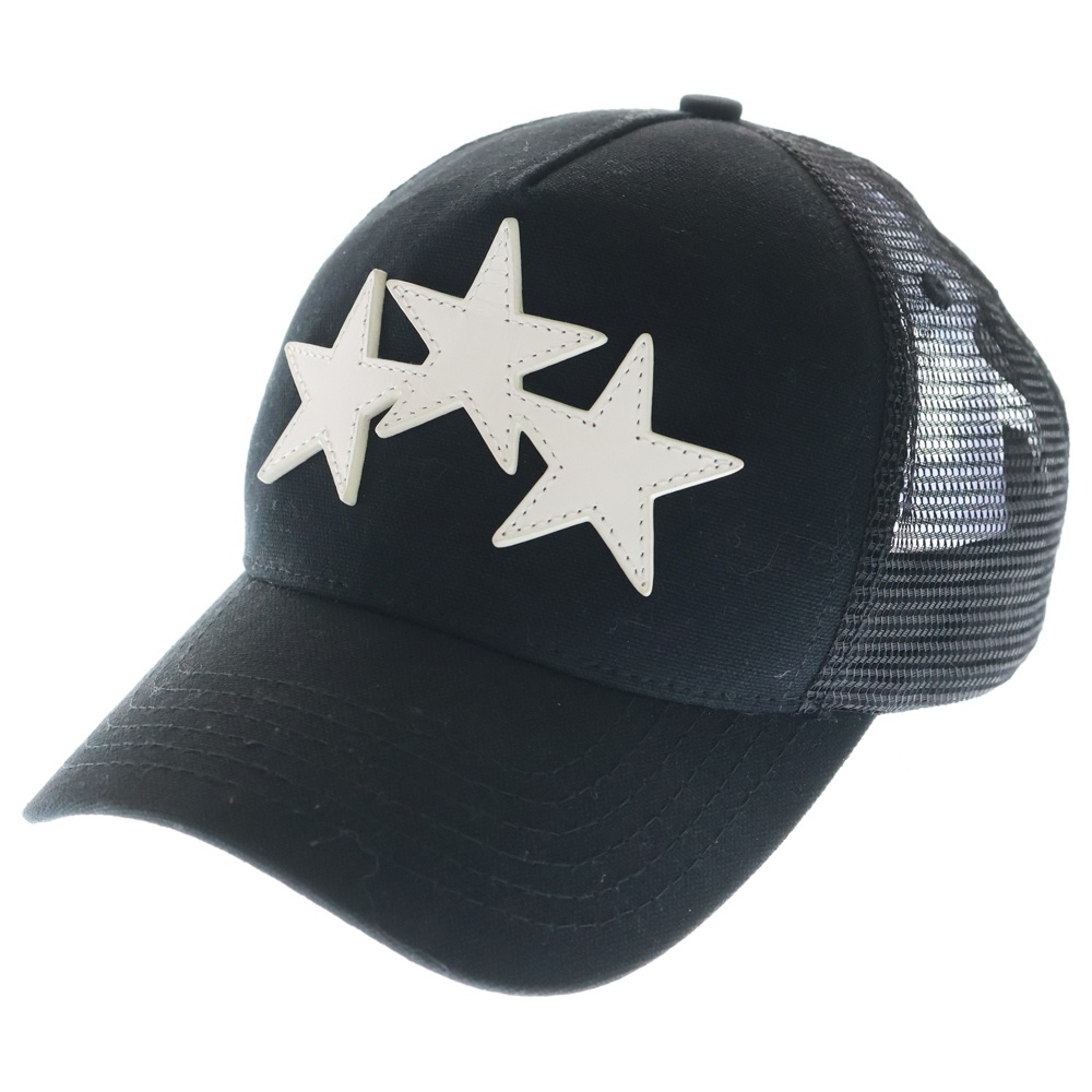 3 Star Trucker Hat 3スタートラッカーハット レザースターパッチメッシュキャップ 帽子 SRXMAH002SMRBC015 ブラック Bランク