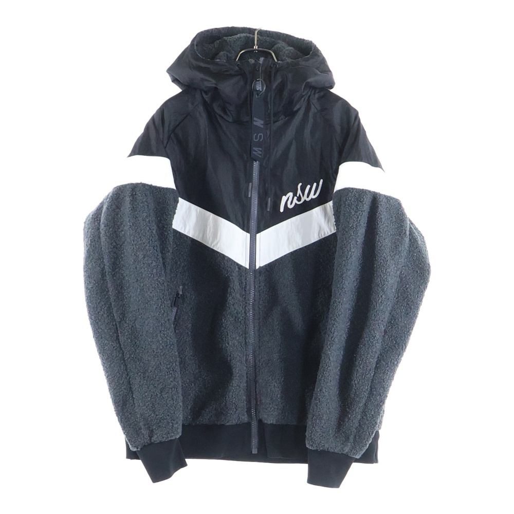 Sherpa Wind Runner シェルパウインドランナー ロゴ刺繍ボア切替ナイロンジップアップジャケット 930317-010 ブラック Sランク