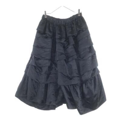 25SS Drawstring Layered Skirt ドローストリングレイヤードスカート アセテートロングスカート 1O-S005 ブラック Aランク