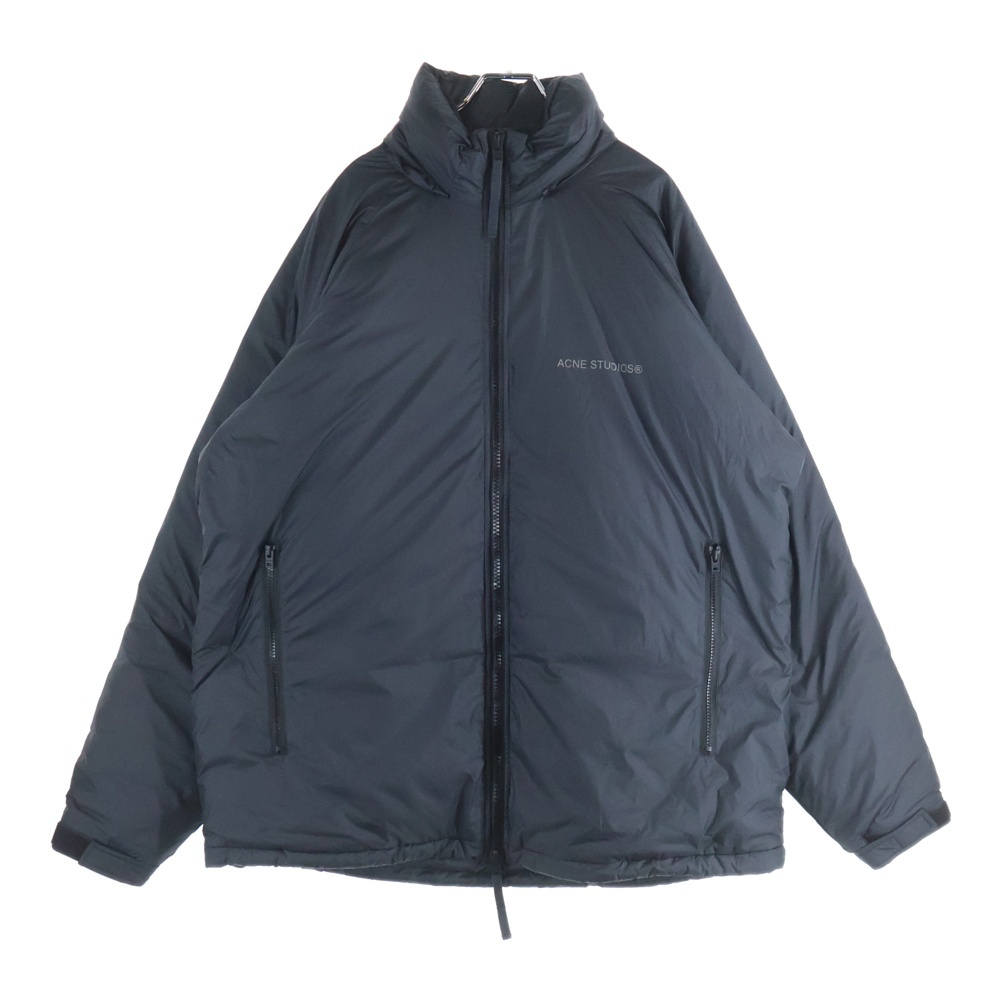 ロゴプリント ジップアップ ダウンジャケット コート ブラック FN-MN-OUTW001106 Sランク