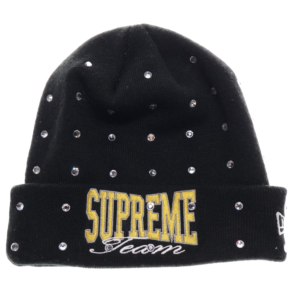 21AW ×NEW ERA Rhinestone Beanie ニューエラ ラインストーンビーニー ニット帽 ブラック Aランク
