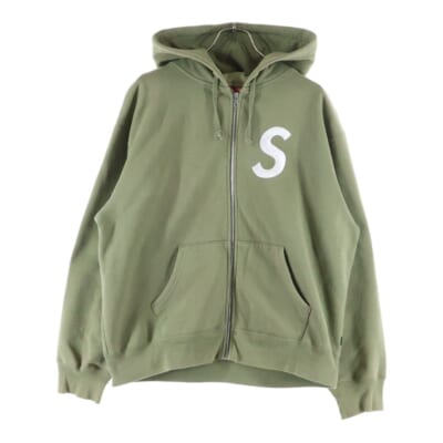 24AW S Logo Zip Up Hooded Sweatshirt Sロゴ ジップアップフーディー パーカー カーキ Bランク