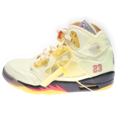 ×OFF-WHITE AIR JORDAN 5 RETRO SP SAIL オフホワイト エアジョーダン5 レトロ セイル ハイカットスニーカー アイボリー US9/27.0cm DH8565-100 Sランク