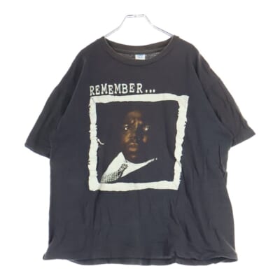 90s The Notorius B.I.G ザ ノト-リアス 正面プリント 半袖Tシャツカットソー ブラック Bランク