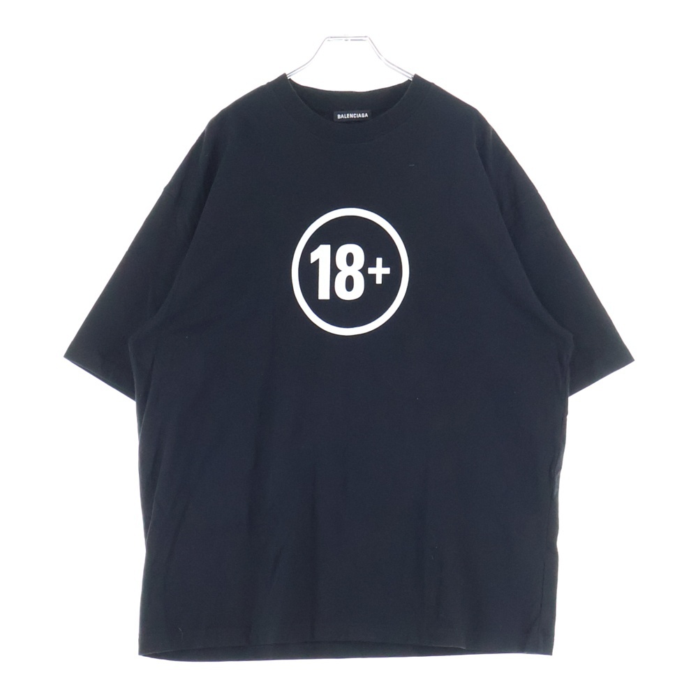 19SS DEMNA GVASALIA 18+ LOGO PRINT Tee デムナ ヴァザリア ロゴ プリント クルーネック 半袖カットソー Tシャツ ブラック 612966 TIV43 Bランク