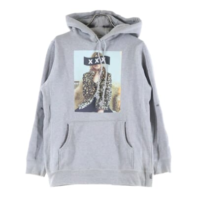 Kate Moss hoodie ケイトモス フロントプリント プルオーバーパーカーフーディー グレー Bランク