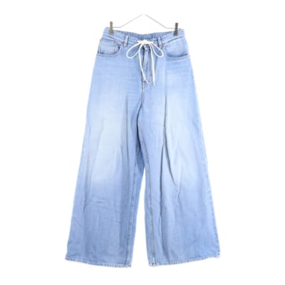 22SS ドローストリングデニムパンツ ダメージ加工ワイドパンツ インディゴ S52LA0162 S30460 Bランク