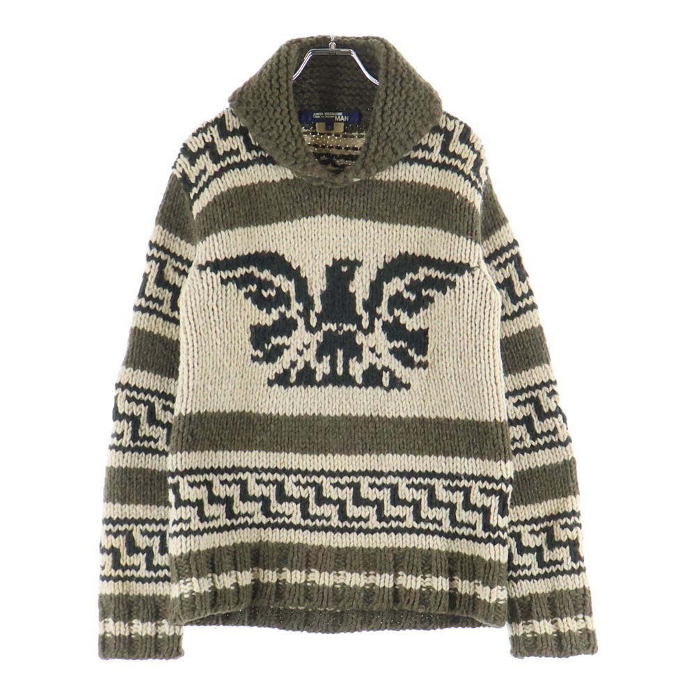 ショールカラー カウチン柄 ショールカラーニットセーター ベージュ/ブラウン AD2006 Bランク