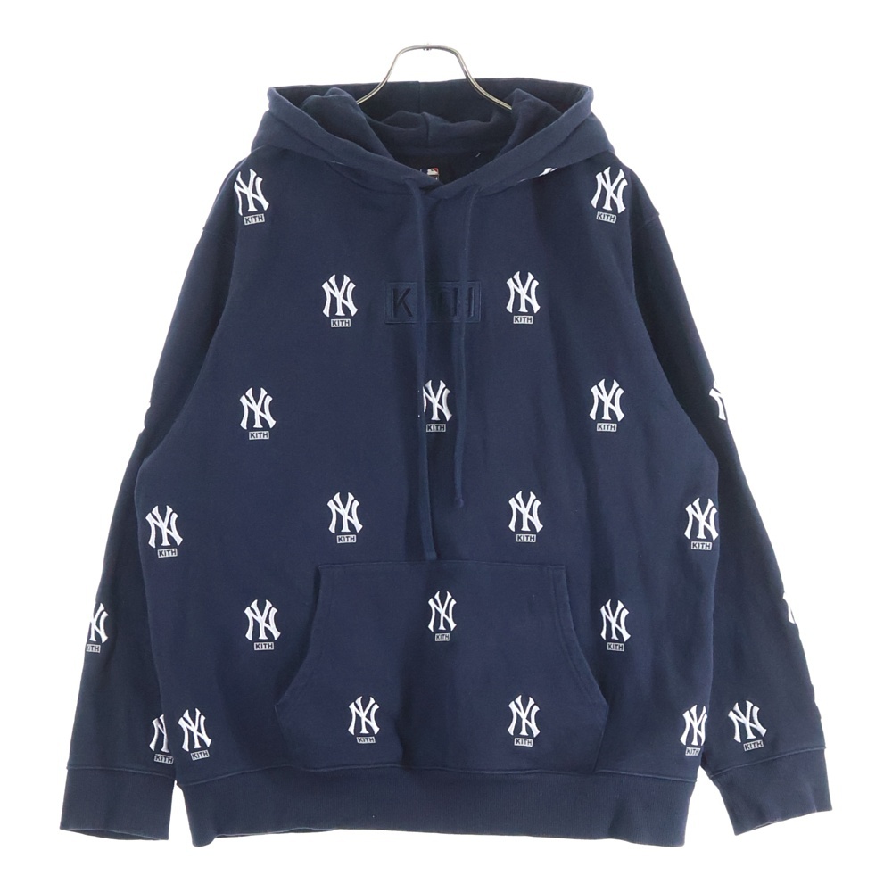 yankees Monogram Hoodie ロゴ刺繍 プルオーバーパーカーフーディー ネイビー KH2450 Bランク