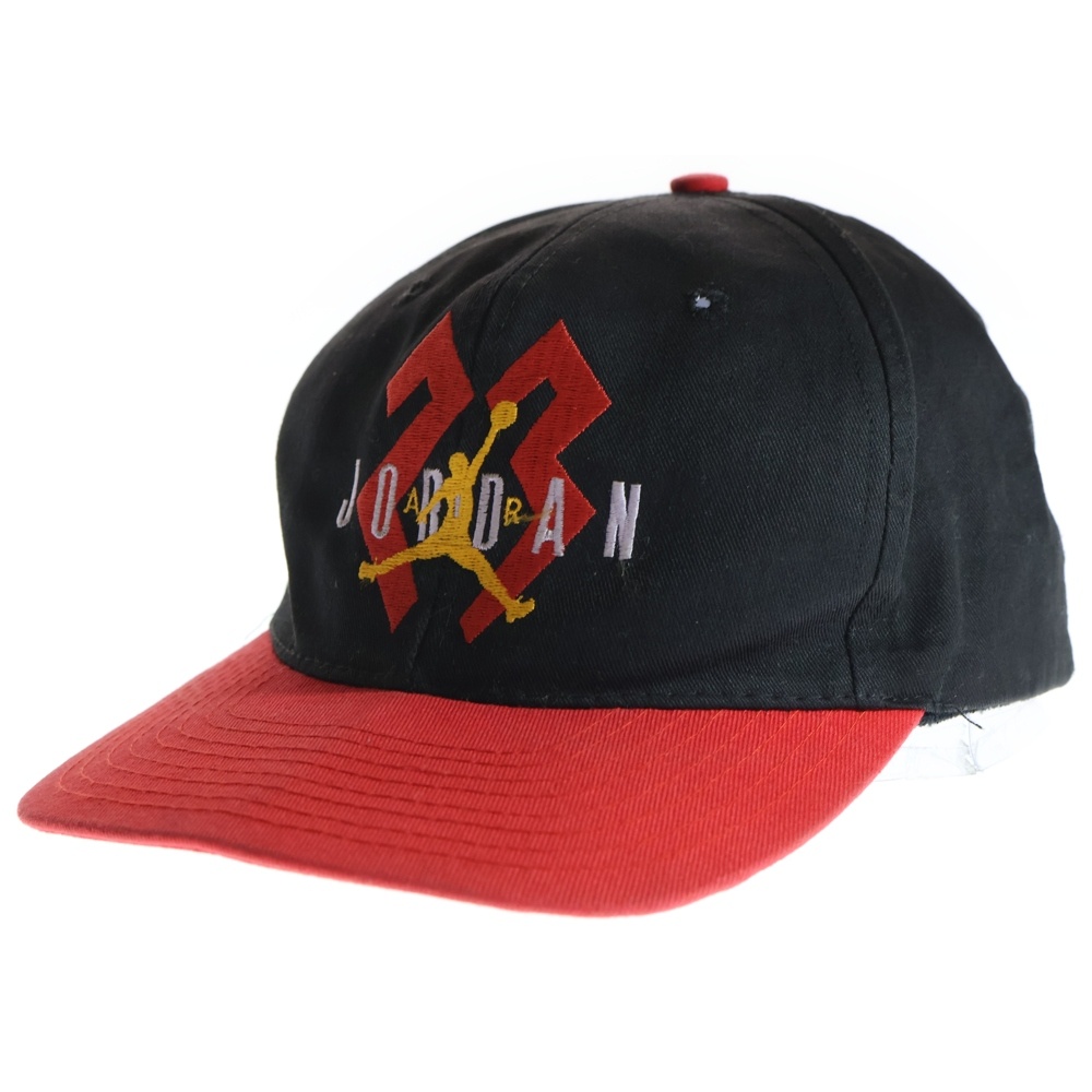 90s 1992 JORDAN JUMPMAN ジョーダン ジャンプマン ロゴ刺繍 ベースボールキャップ ブラック/レッド F11204WDI 560036 Bランク