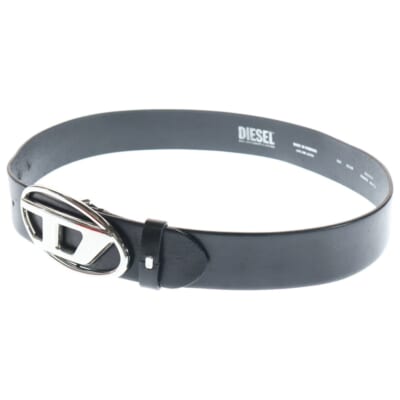 OVAL D LOGO B-1DR オーバル Dロゴ バックル レザーベルト ブラック/シルバー Bランク