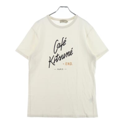 ×END. フロントロゴ プリント クルーネック 半袖Tシャツカットソー ホワイト SPECU00178 Bランク