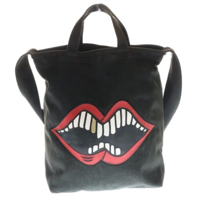 ×MATTY BOY マッティーボーイ レザーパッチ チョンパー 2WAYバッグ ハンドバッグ ショルダーバッグ ブラック Bランク