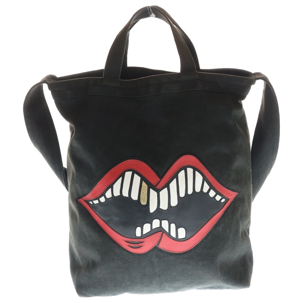 ×MATTY BOY マッティーボーイ レザーパッチ チョンパー 2WAYバッグ ハンドバッグ ショルダーバッグ ブラック Bランク