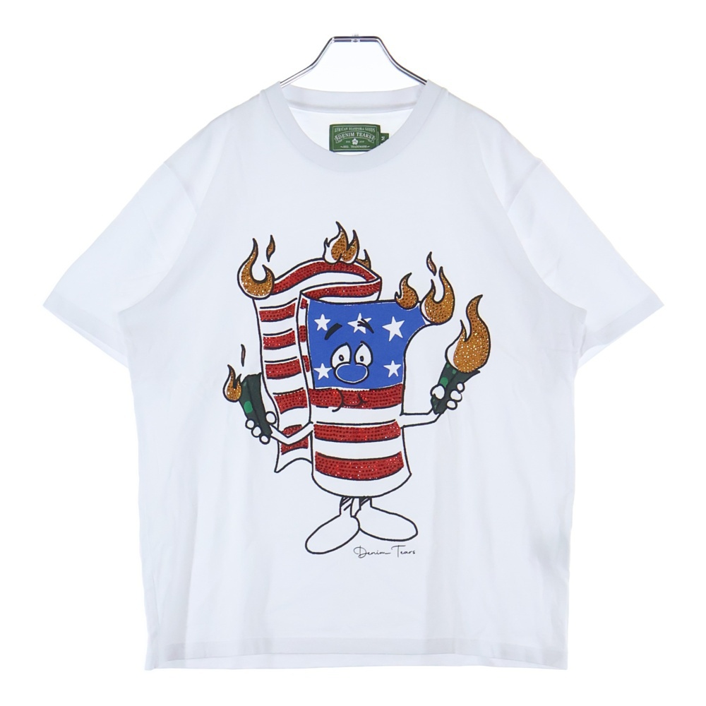 Firecracker S/S tee フロントプリント ラインストーン 半袖Tシャツカットソー ホワイト Sランク