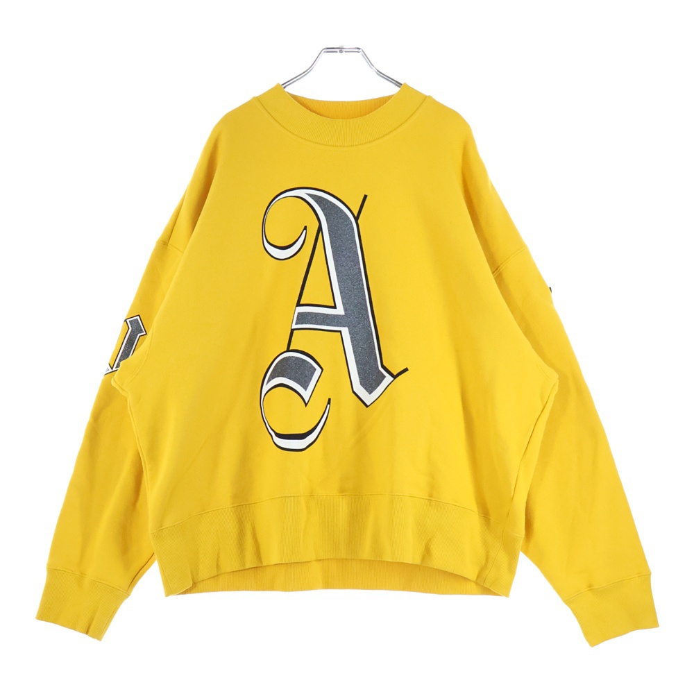 22AW×PALM ANGELS SWEATSHIRT グリッター ラメ PA ロゴ スタンドネック スウェットシャツ トレーナー イエロー H209L8G00006 M2513 Bランク