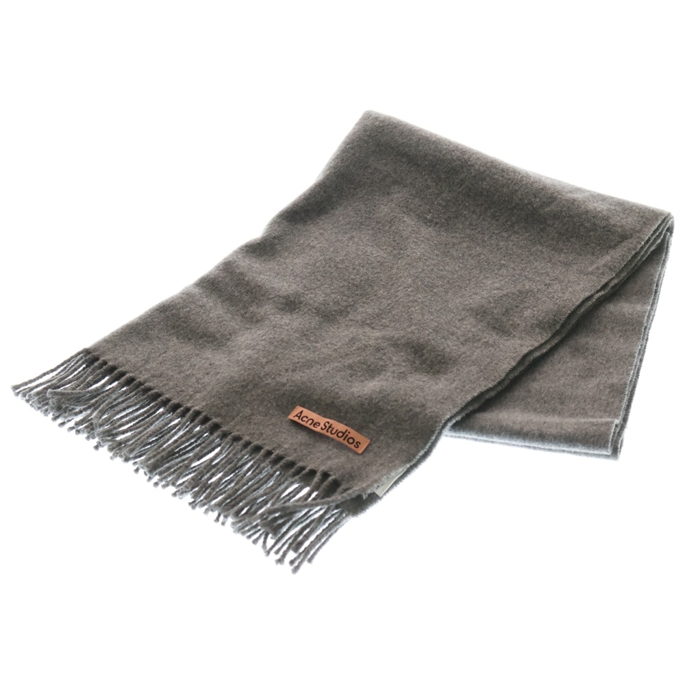 フリンジウールスカーフ マフラー グレー Bランク