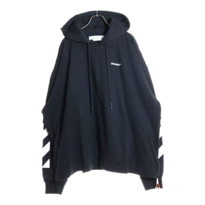 オフホワイト パーカーレイヤードオーバーサイズスウェットプルオーバーパーカー OMBB098C99FLE001 ブラック Sランク