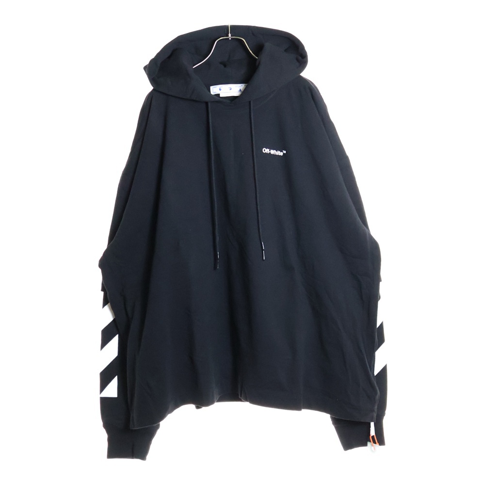 オフホワイト パーカーレイヤードオーバーサイズスウェットプルオーバーパーカー OMBB098C99FLE001 ブラック Sランク