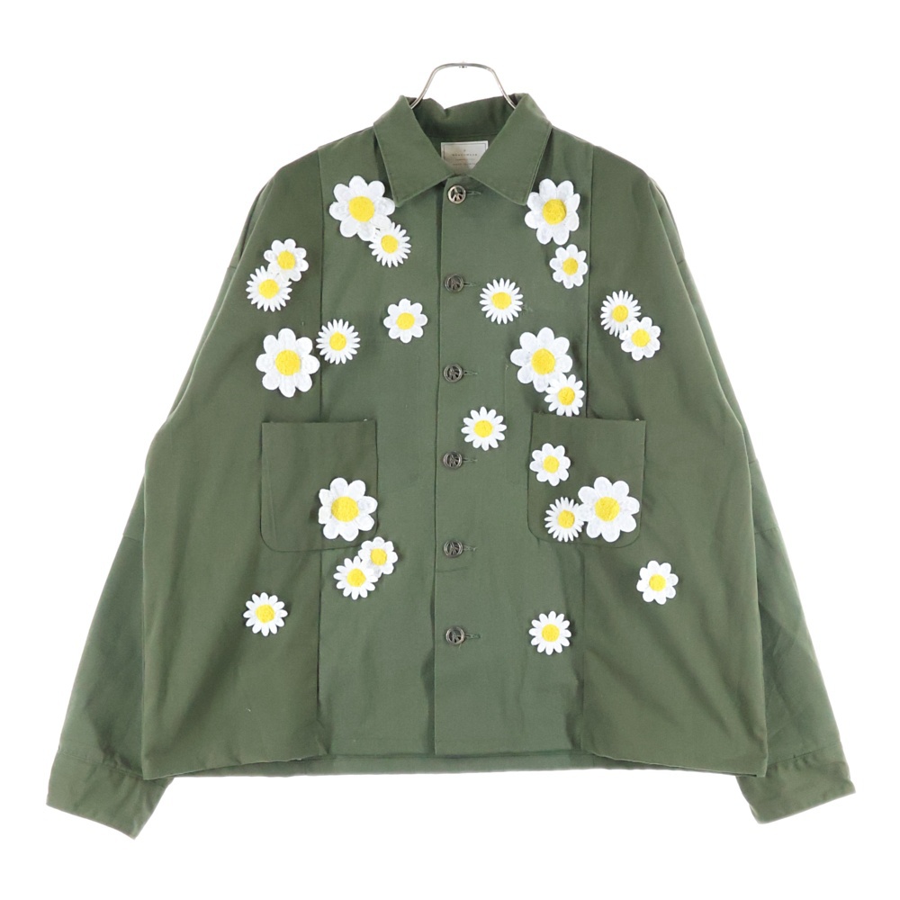 24AW UTILITY SHIRT フラワー装飾ロングスリーブシャツ RE-CO-KH-00-00-257 カーキ Bランク