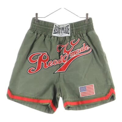ロゴ刺繍 ボクシングショーツ ハーフパンツ カーキ Bランク