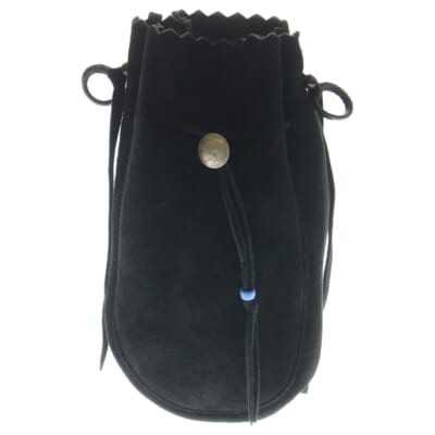 コンチョ マチ付き 巾着ポーチ ショルダーバッグ ブラック Aランク