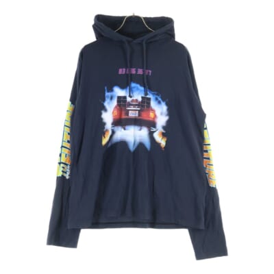 22SS BACK TO THE FUTURE HOODIE バックトゥザフューチャー グラフィックプリント プルオーバーパーカー ブラック VL12TR400B Bランク