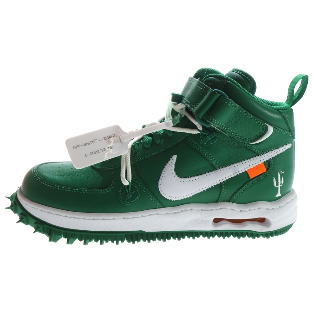 ×OFF WHITE AIR FORCE1 MID SP LTHR オフホワイト エアフォース1 ハイカットスニーカー グリーン US9/27cm DR0500-300 Sランク