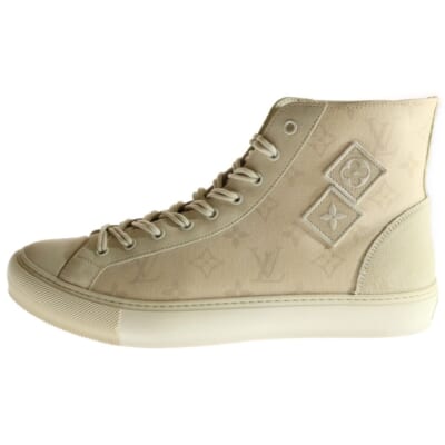 ×FRAGMENT DESIGN フラグメントデザイン タトゥーライン キャンバス ハイカットスニーカー ベージュ 1A378N Aランク